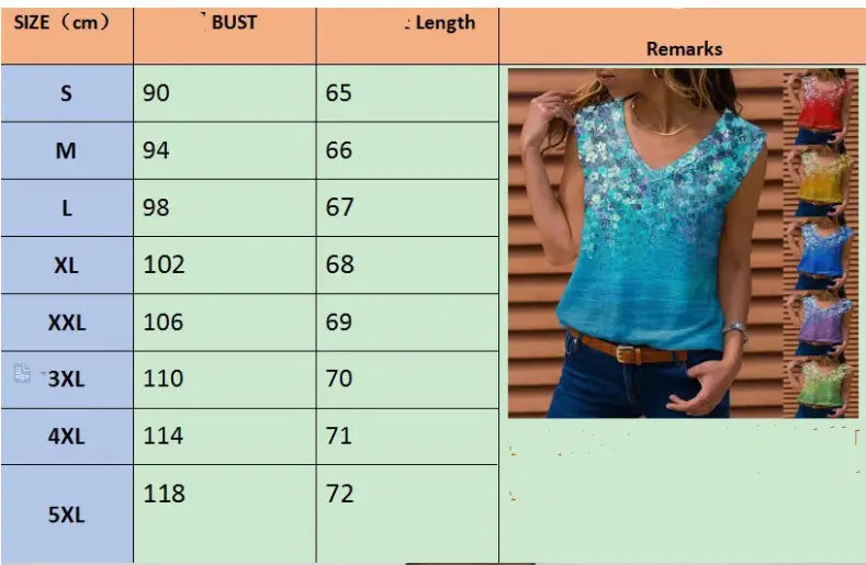 Ladies Floral Vest Sleeveless T-shirt
