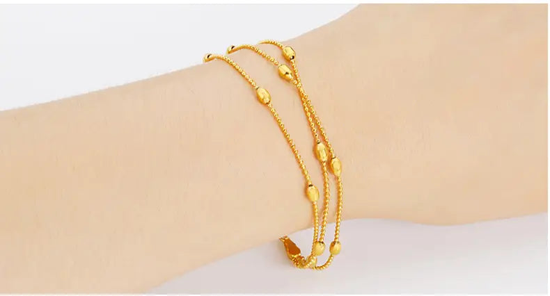 Brass Jewellery Accessories Gold-Plated Three-Wire Turn & Transport Bracelet Ladies Vietnam Sand Gold Jewelry New