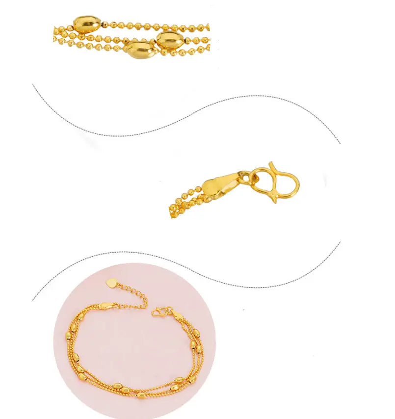 Brass Jewellery Accessories Gold-Plated Three-Wire Turn & Transport Bracelet Ladies Vietnam Sand Gold Jewelry New