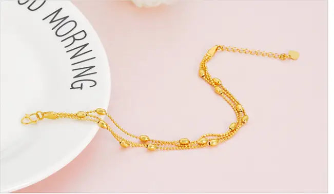 Brass Jewellery Accessories Gold-Plated Three-Wire Turn & Transport Bracelet Ladies Vietnam Sand Gold Jewelry New