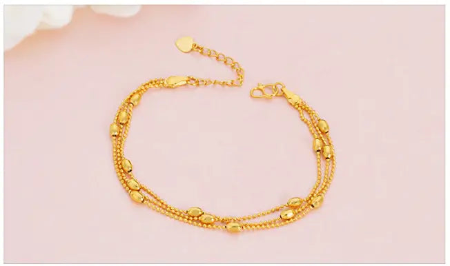 Brass Jewellery Accessories Gold-Plated Three-Wire Turn & Transport Bracelet Ladies Vietnam Sand Gold Jewelry New