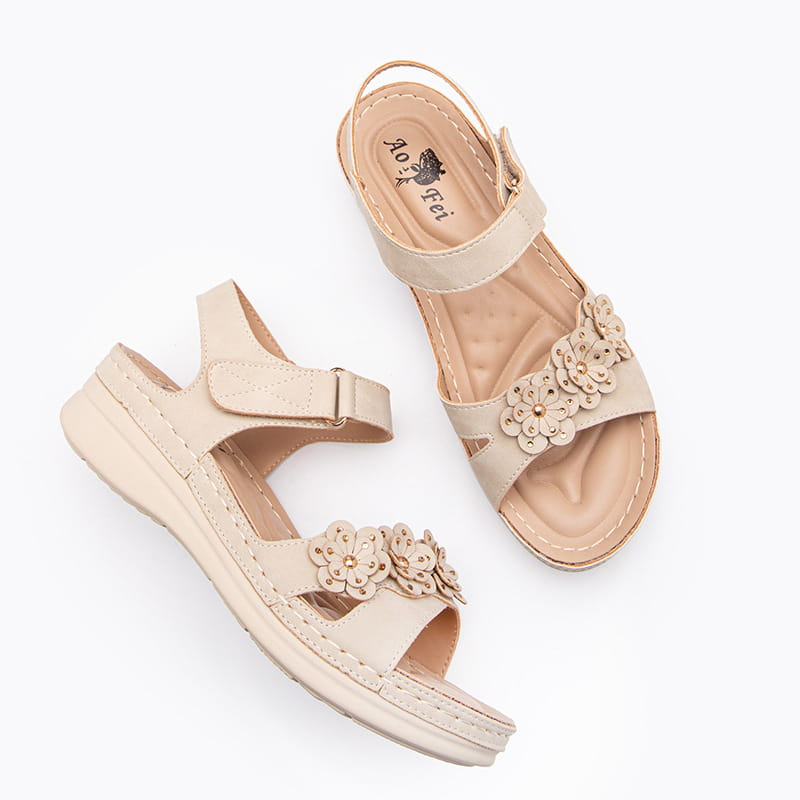 Flower Non-Slip Wedge Heel Plus Size Sandals