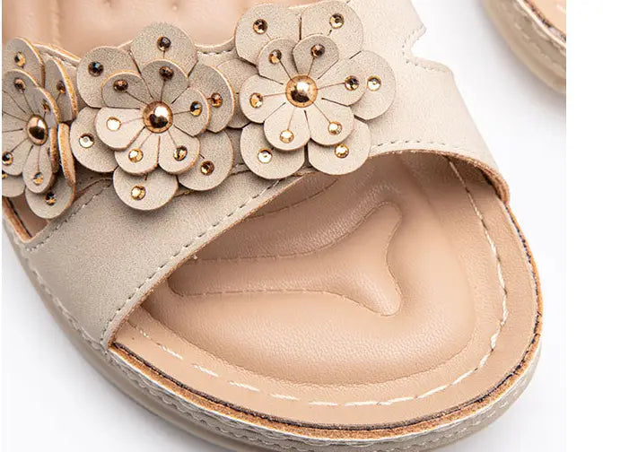 Flower Non-Slip Wedge Heel Plus Size Sandals