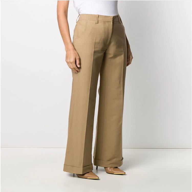 Straight-Leg Curled Suit Ladies Trousers