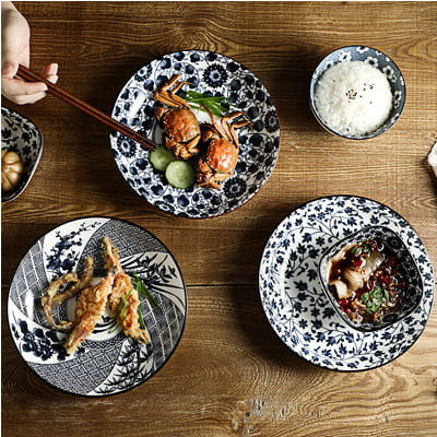 Blue And White Porcelain Dinner Plates Household Japanese Ceramic Dinner Plates Plates Underglaze Color Salad Fruit