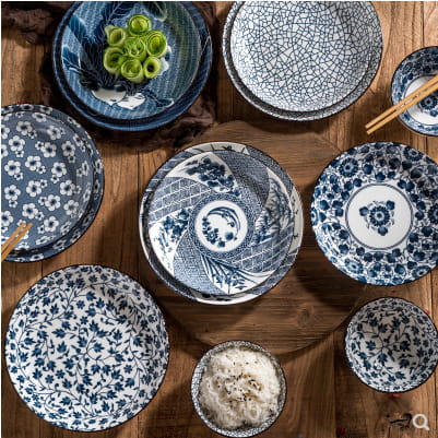 Blue And White Porcelain Dinner Plates Household Japanese Ceramic Dinner Plates Plates Underglaze Color Salad Fruit