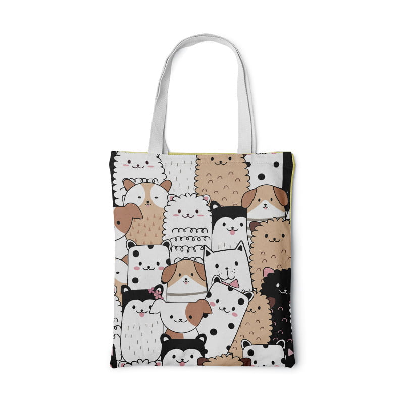 Fashion Women Foldable Canvas Handbag Cute Cartoon Animal Tote Casual Large Capacity Shopping Shoulder Bags Girls Pink