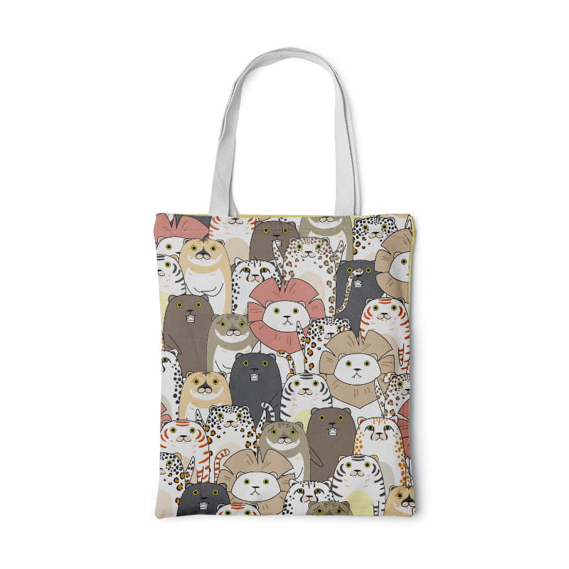 Fashion Women Foldable Canvas Handbag Cute Cartoon Animal Tote Casual Large Capacity Shopping Shoulder Bags Girls Pink