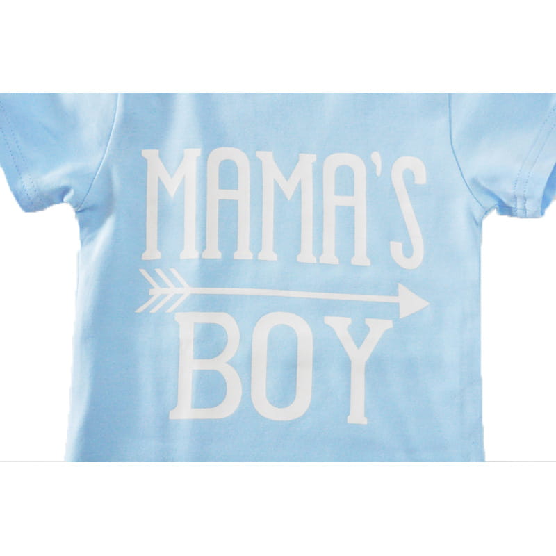 Children’s Clothing Boy Suit Short-Sleeved T-Shirt Blue Letter Arrow Geometric Pants Baby Two-Piece Suit
