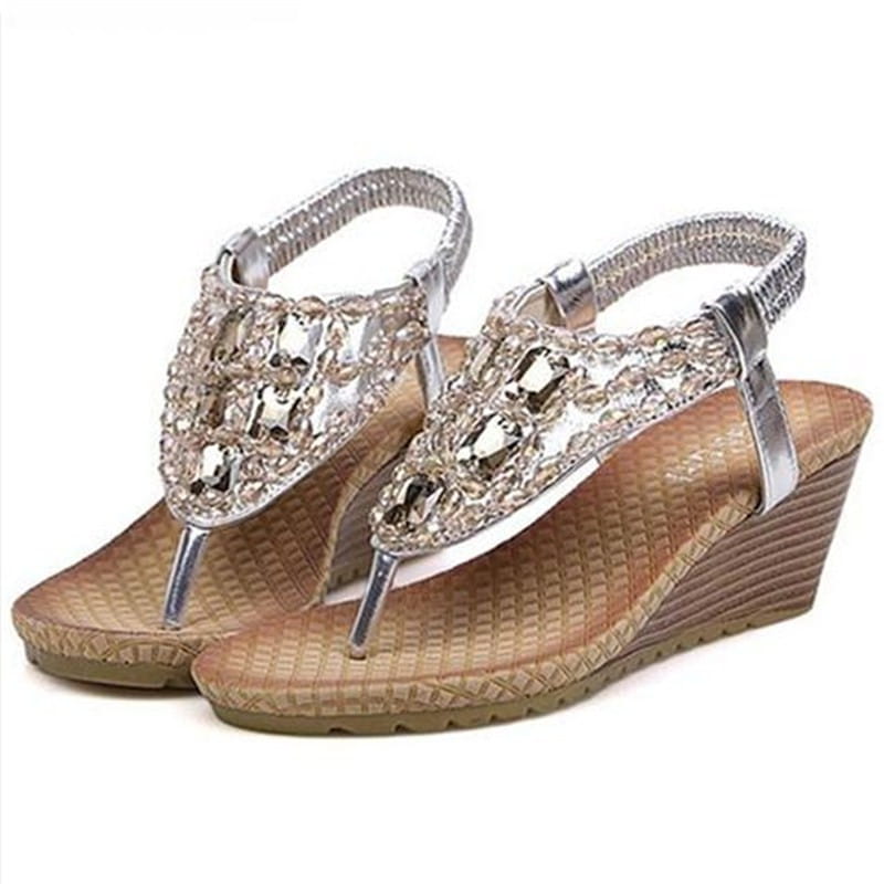40-42 Plus Size Women’s Sandals Wedge Gold