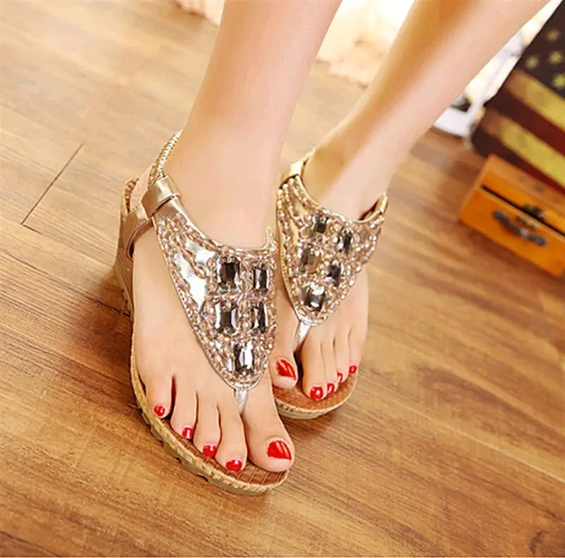 40-42 Plus Size Women’s Sandals Wedge Gold