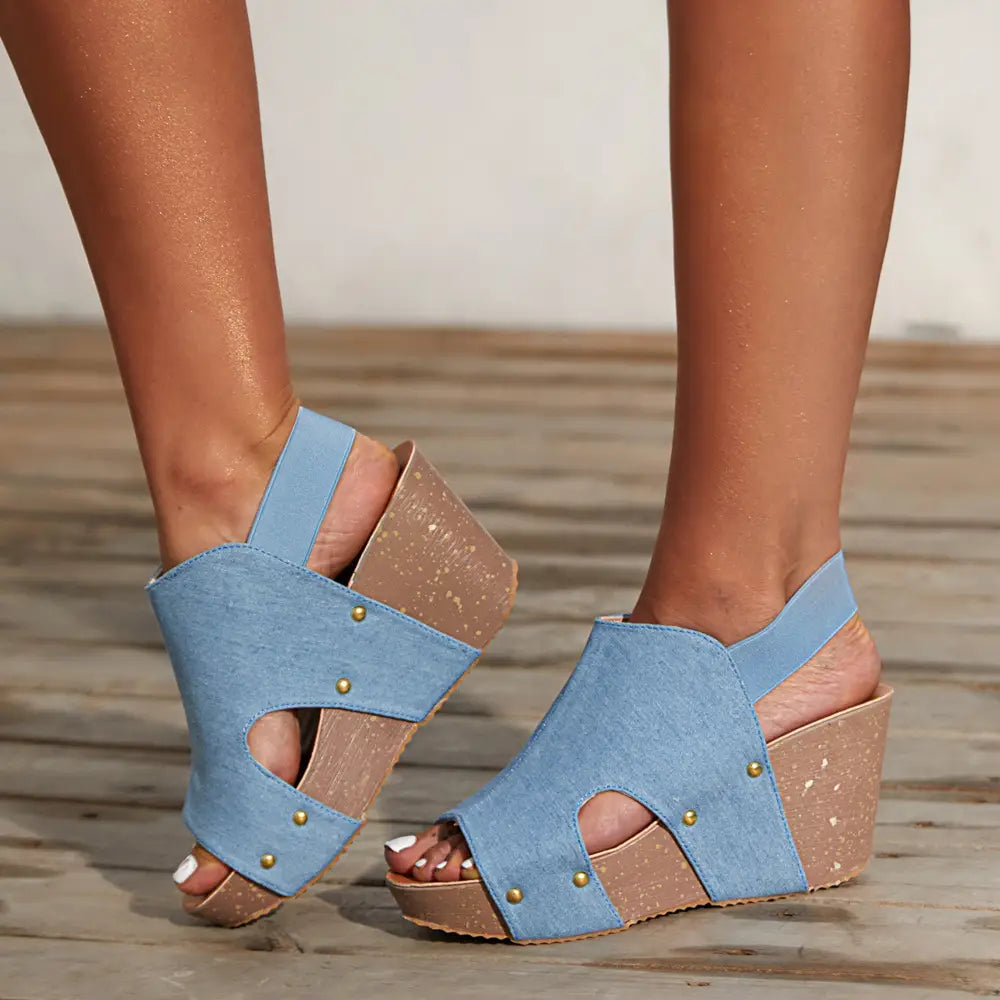Ladies Sandals High Heel Fish Mouth Handmade Shoes Retro