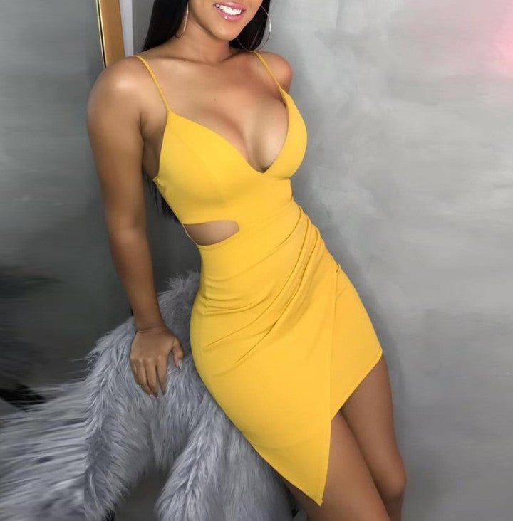 V-neck Sleeveless Suspender Dress