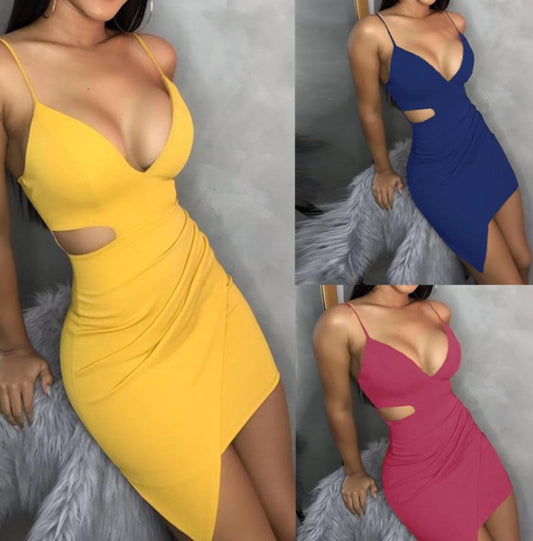 V-neck Sleeveless Suspender Dress