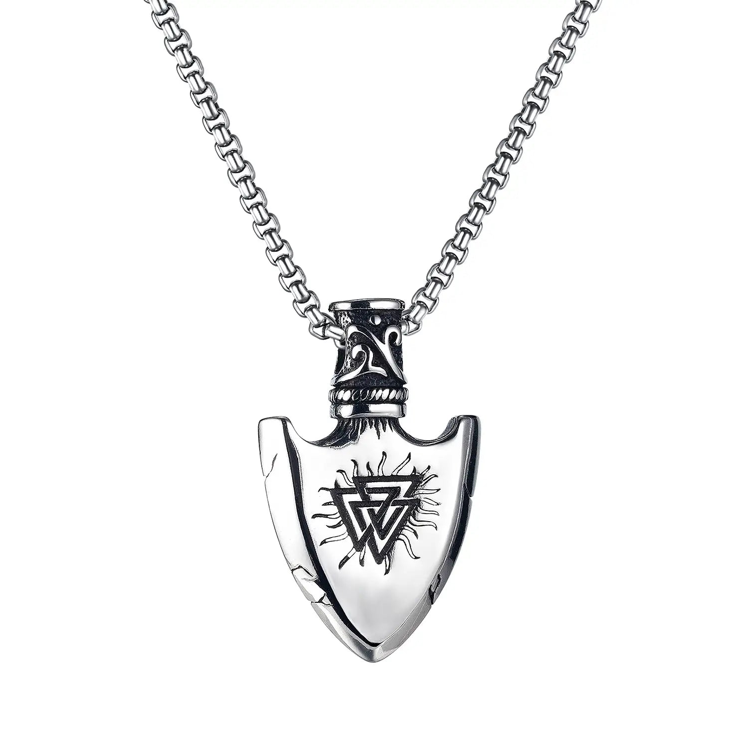 European And American Retro Stainless Steel Shield Men’s Pendant
