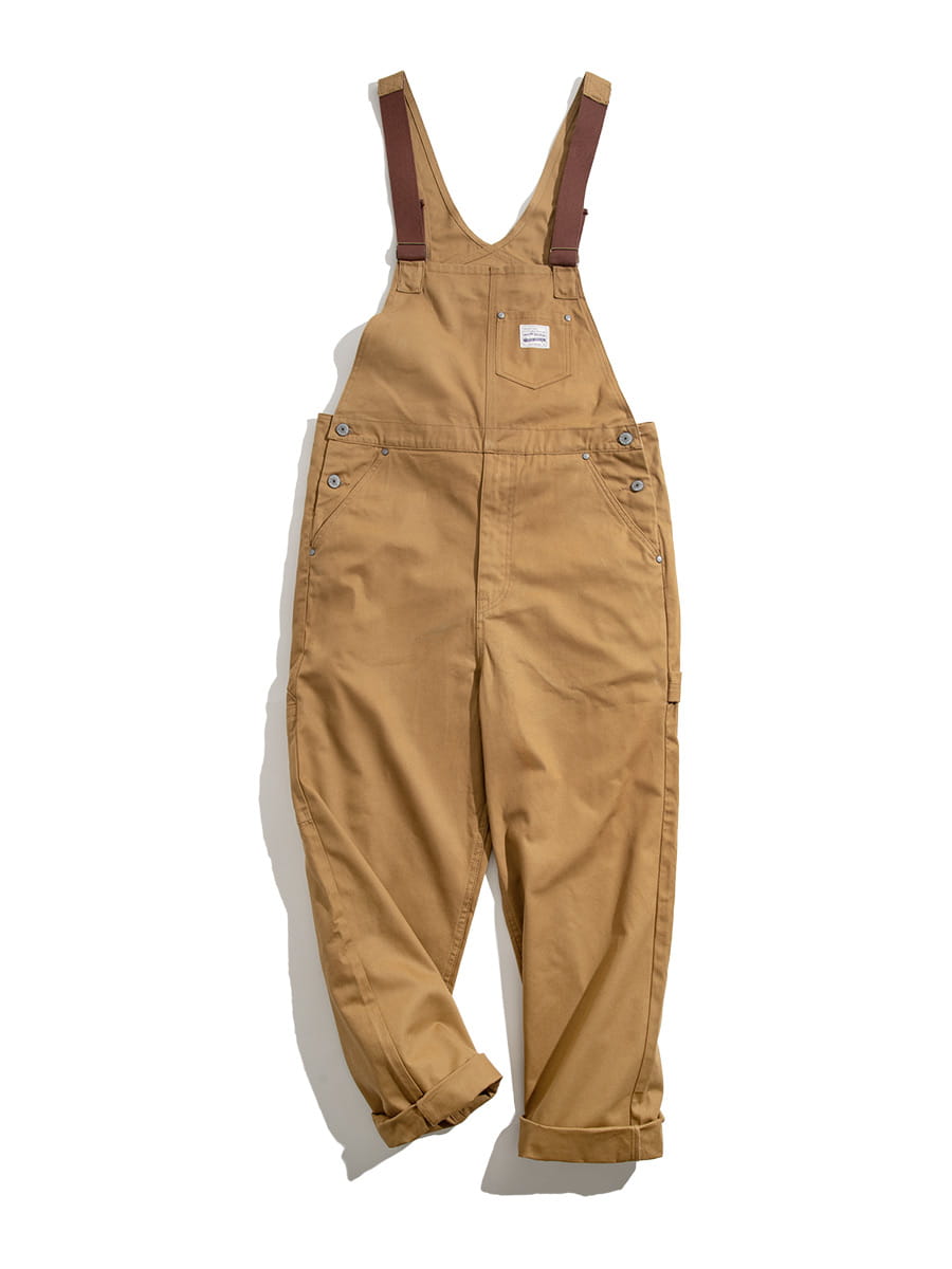Retro Khaki Overalls And Khaki Halter Pants For Men