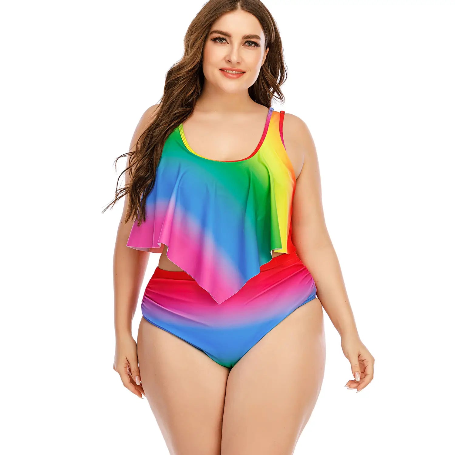 Plus Size Women’s Split Rainbow Swimsuit