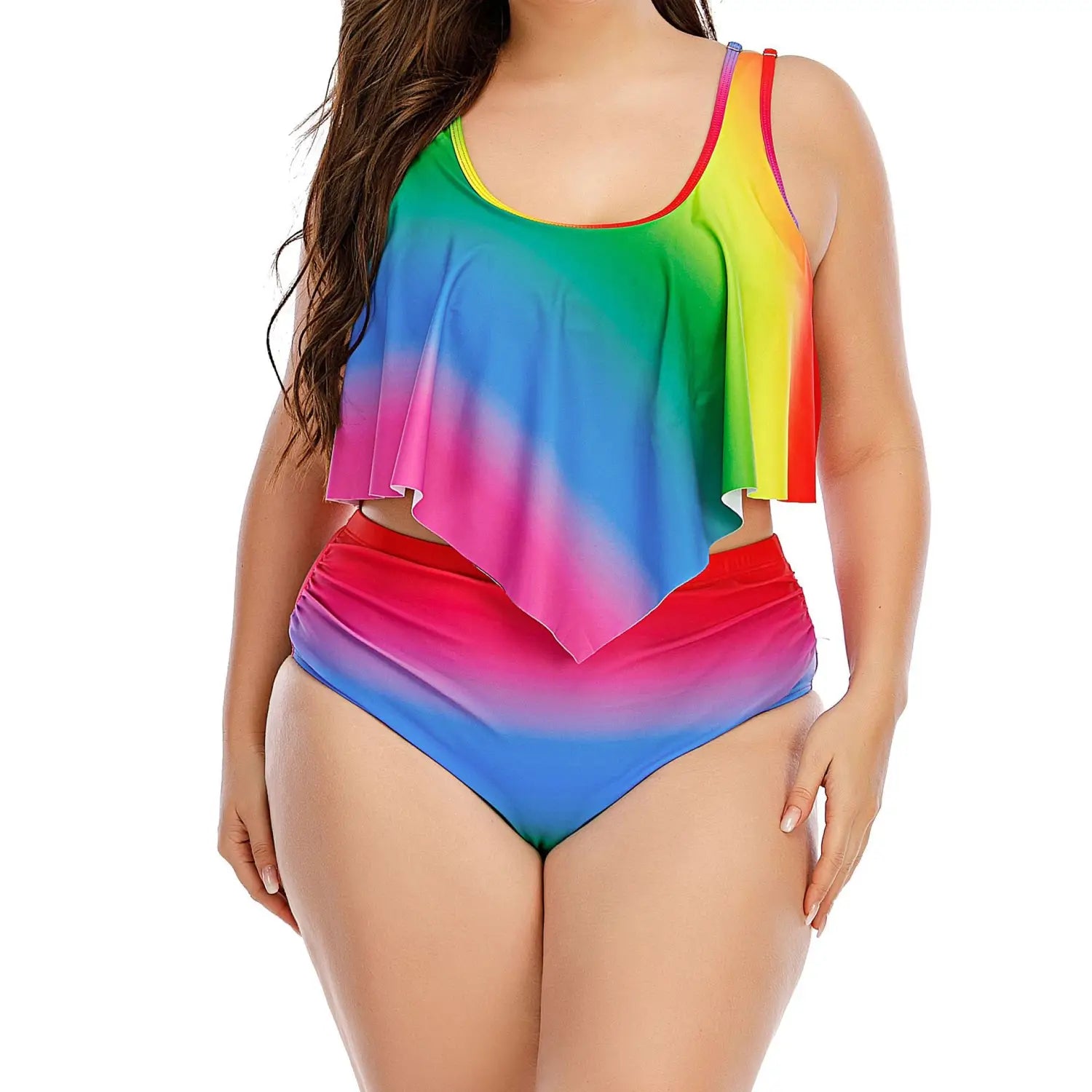 Plus Size Women’s Split Rainbow Swimsuit