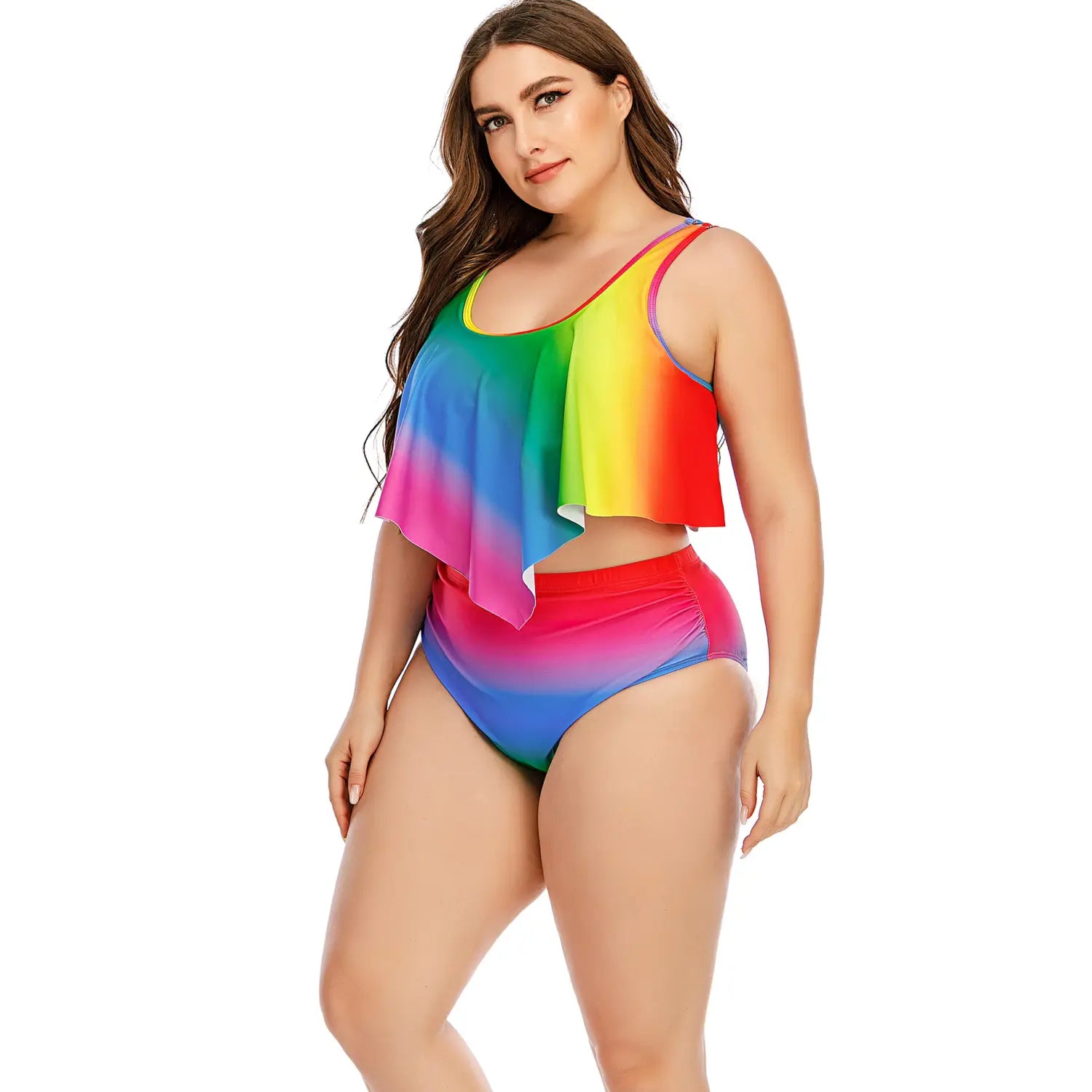 Plus Size Women’s Split Rainbow Swimsuit