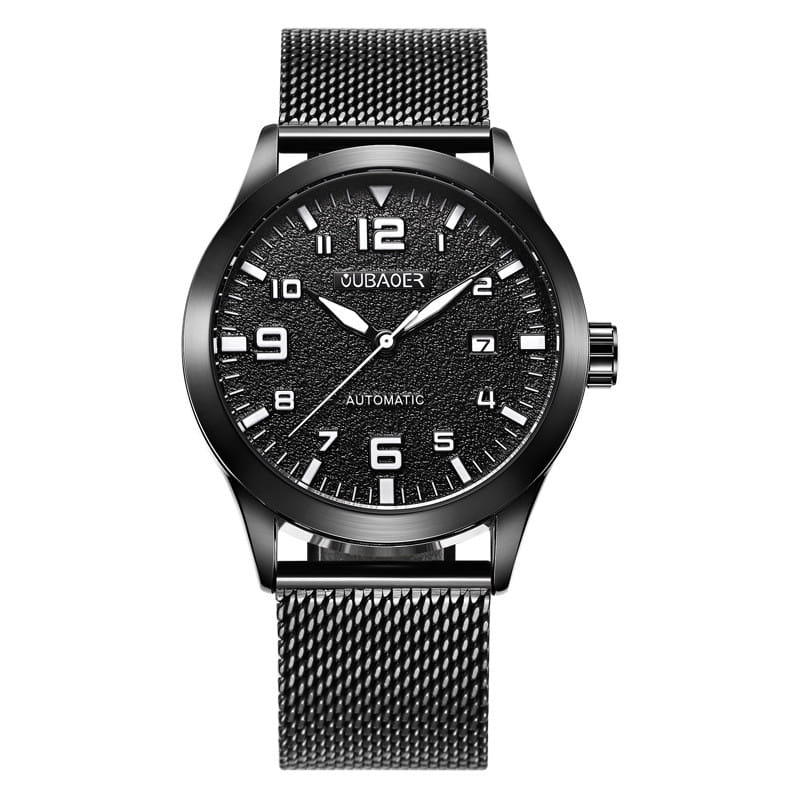 OUBAOER Mens Watches Automatic Mechanical Watch Men Stainless Steel Mesh Belt Wristwatches Simple Business Fashion