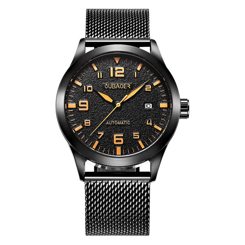 OUBAOER Mens Watches Automatic Mechanical Watch Men Stainless Steel Mesh Belt Wristwatches Simple Business Fashion