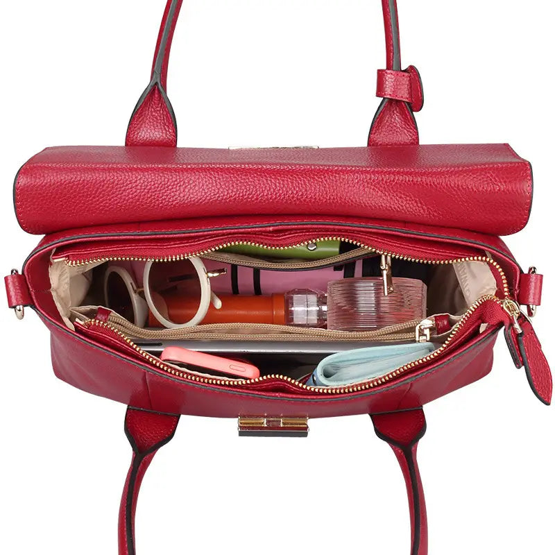 European And American New Leather Handbags Big Bags Ladies All-match Handbags First Layer Cowhide Single Shoulder