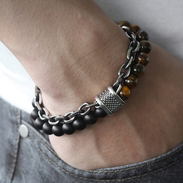Beaded and chained bracelet from the Men’s and Women’s Jewelry collection.