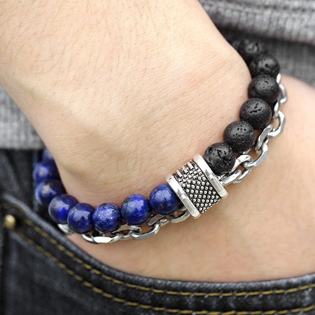 Beaded bracelet with chain from Men’s and Women’s Jewelry collection.