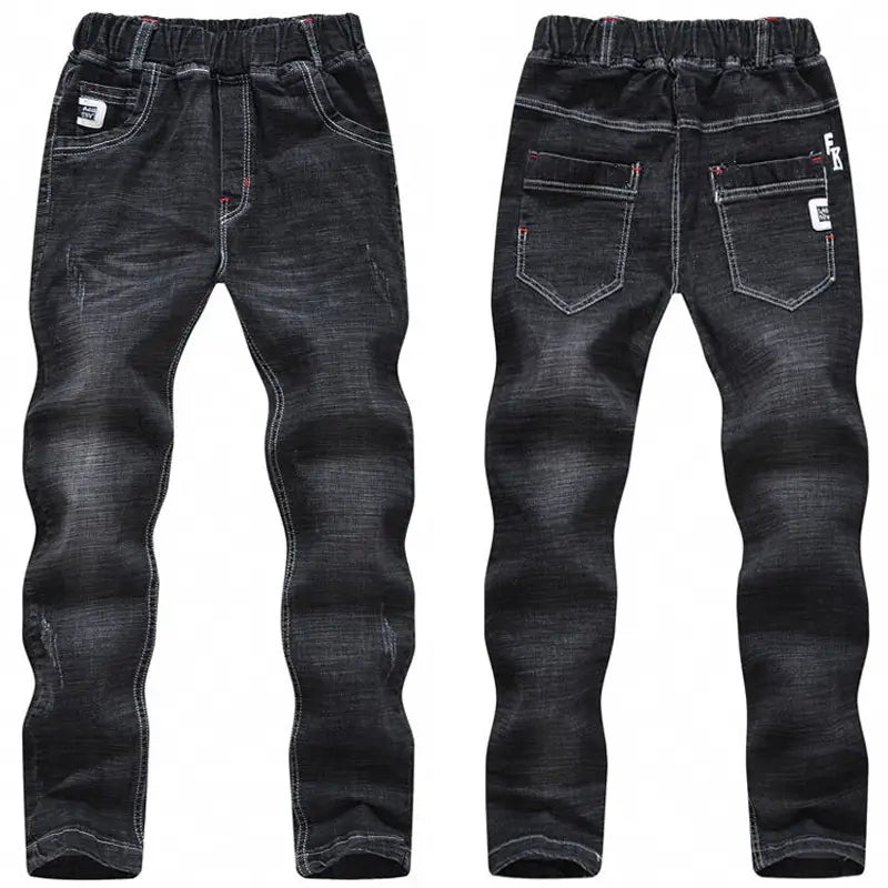 Autumn And Winter Black Slim-Fit And Warm Middle-Aged Children’s Trousers