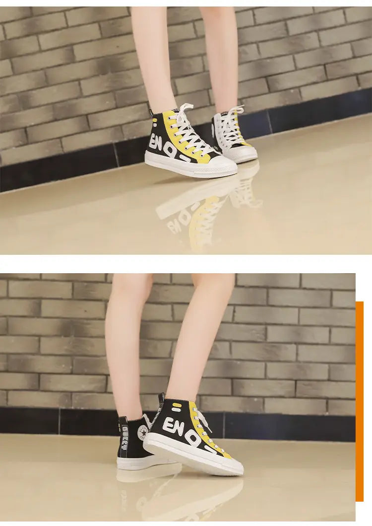 Fashionable wild high-top canvas shoes