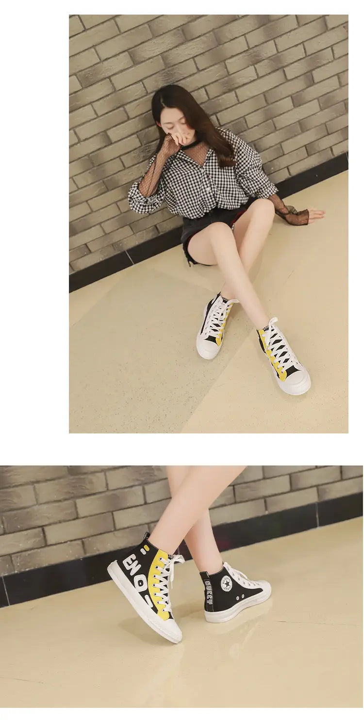 Fashionable wild high-top canvas shoes