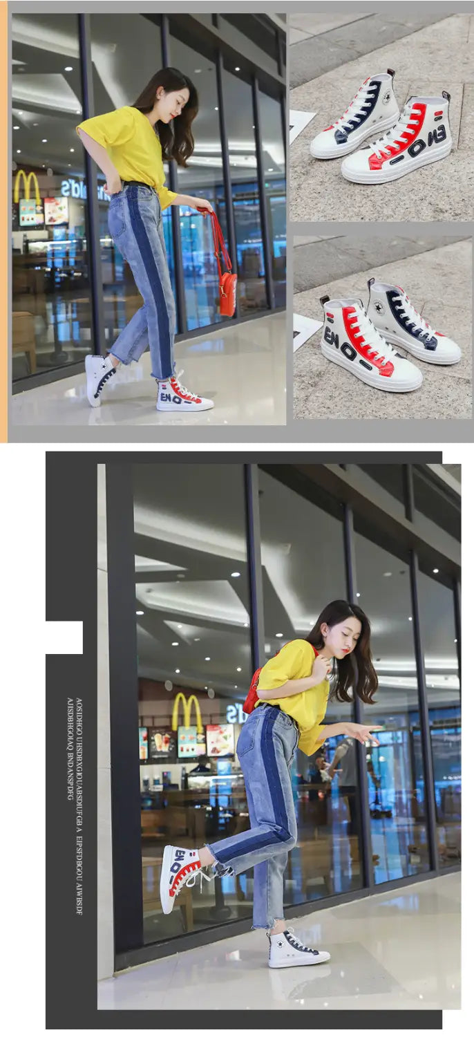 Fashionable wild high-top canvas shoes