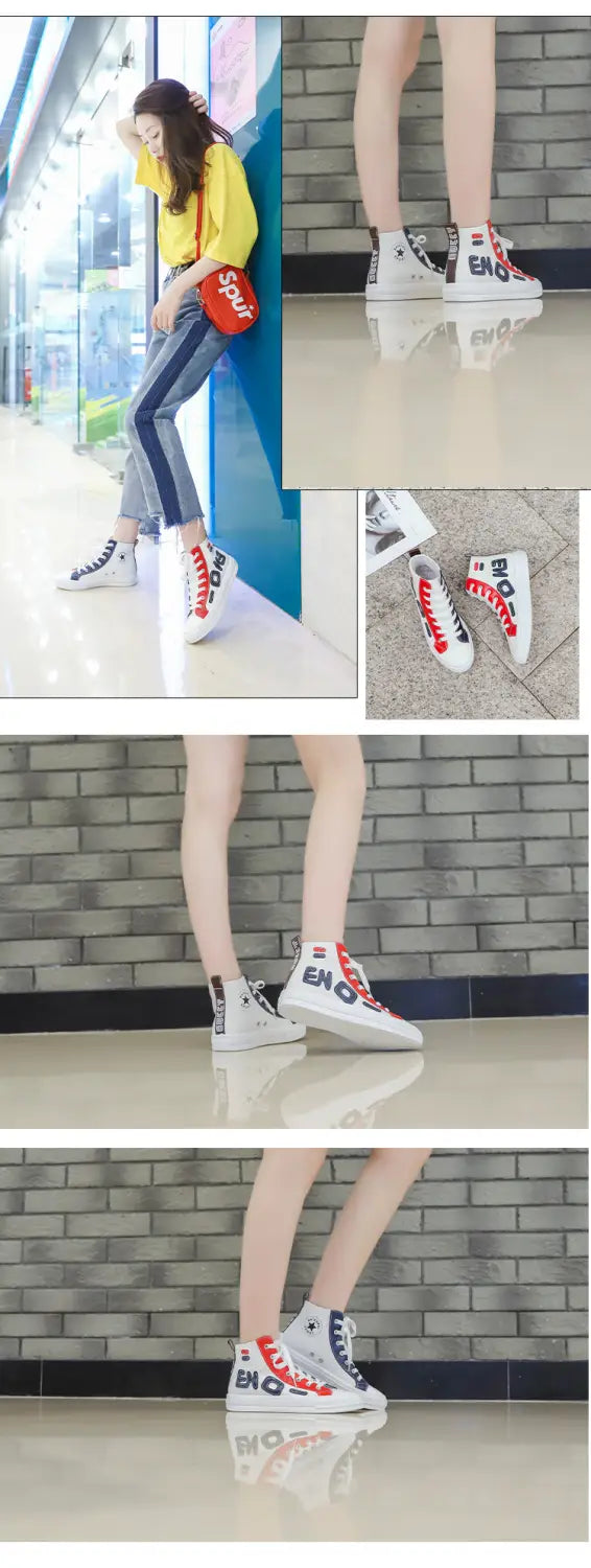 Fashionable wild high-top canvas shoes