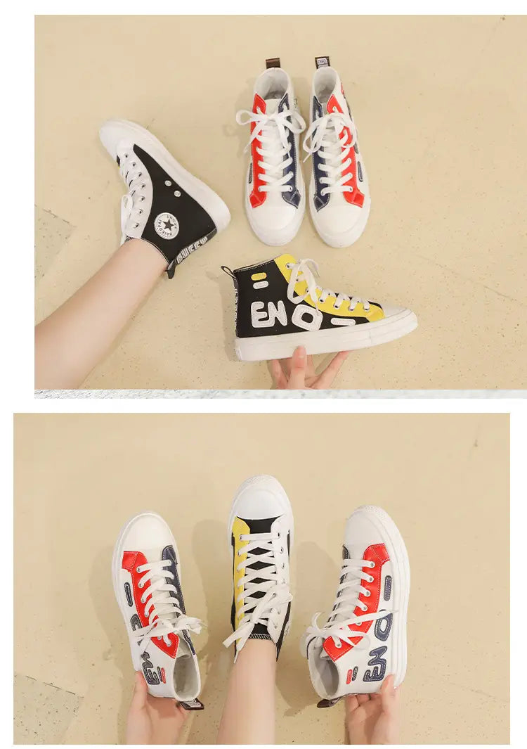 Fashionable wild high-top canvas shoes