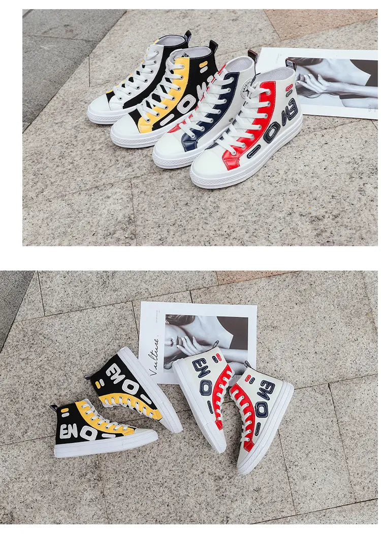 Fashionable wild high-top canvas shoes