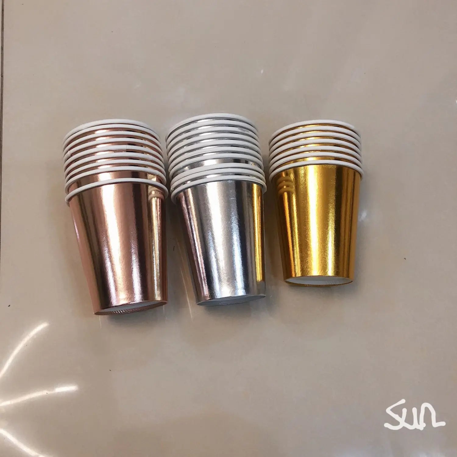 High End Bronzing Gold Party Cutlery Paper Cups And Plates