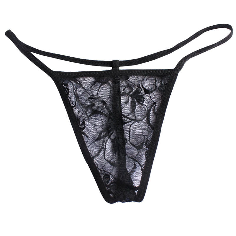 Women’s ultra-thin thongs Foreign trade super-elastic large size lace thongs Transparent T-trousers Garter belt sets