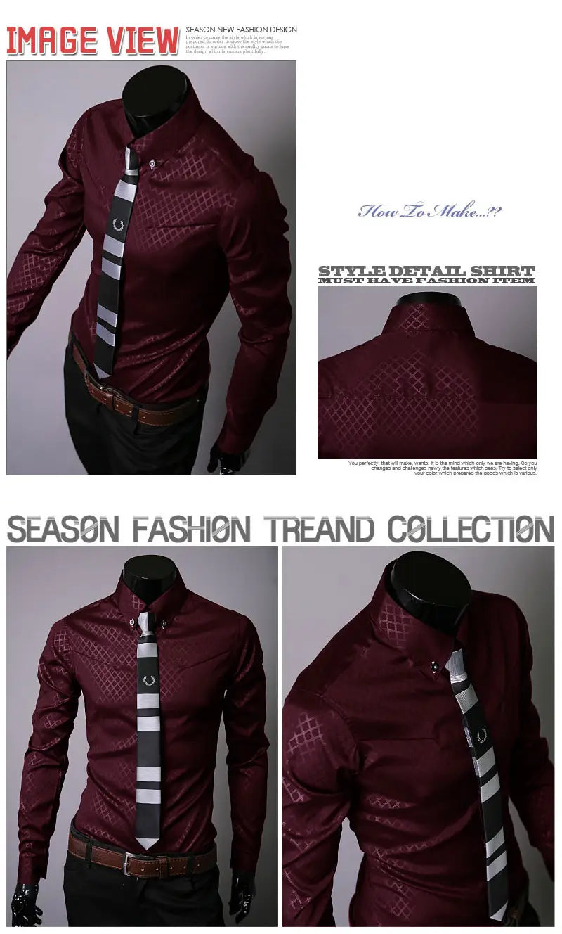 Fitted Shirts For Men Designer Plaid Stripes Pattern