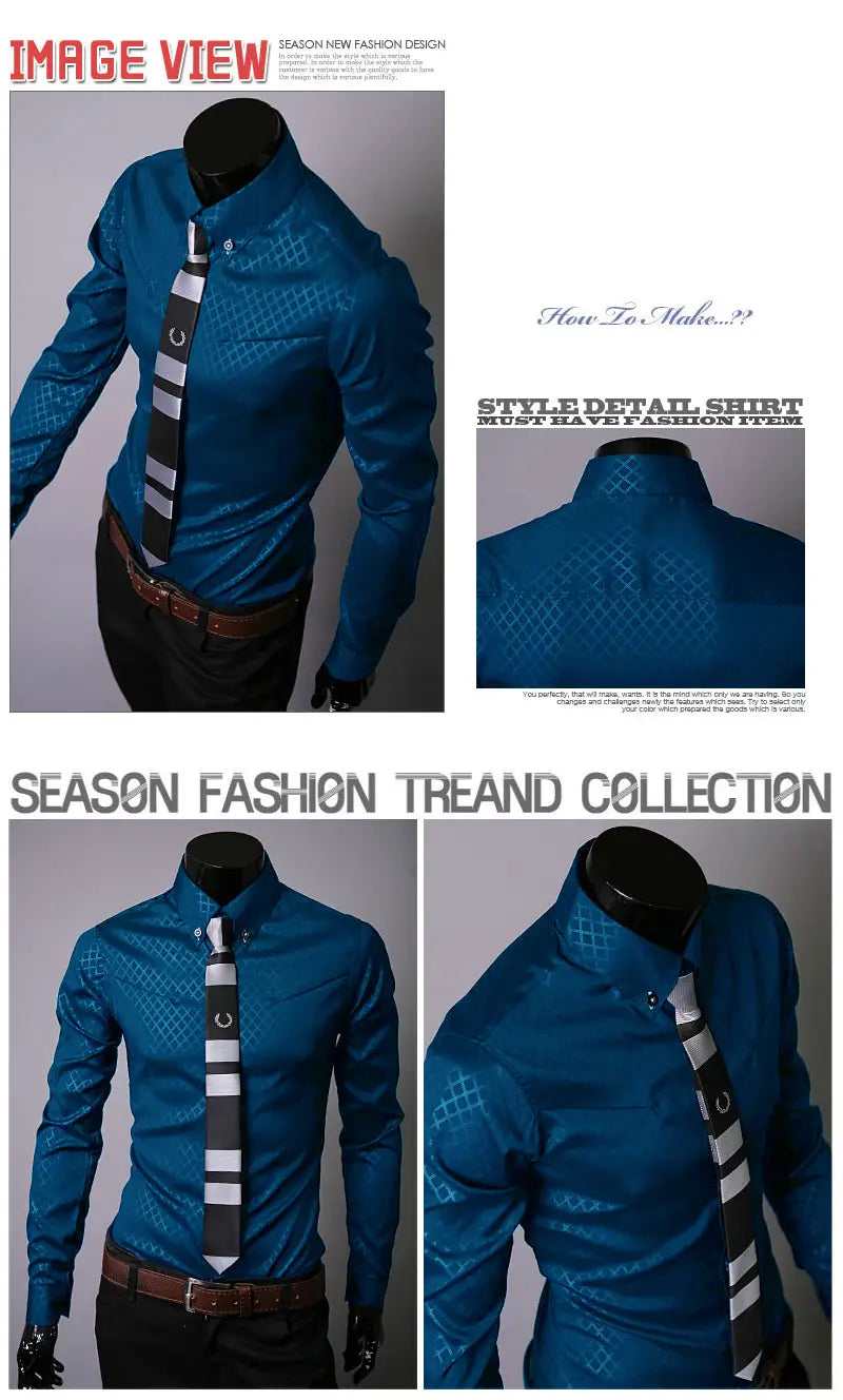Fitted Shirts For Men Designer Plaid Stripes Pattern