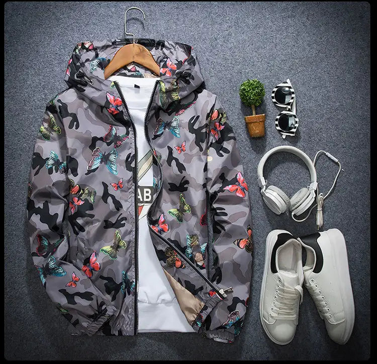 Thin camouflage butterfly coat for men