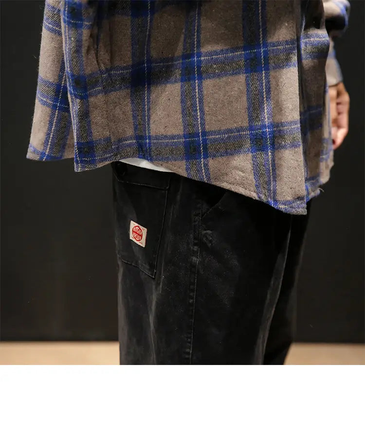 Plaid casual long sleeve shirt men