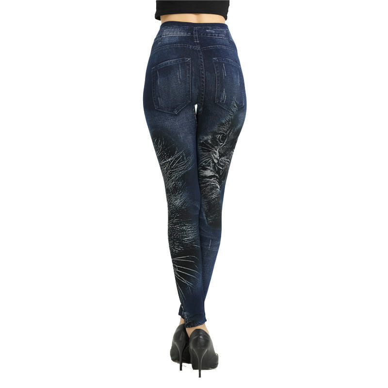 Women Leggings Plus size Faux Denim Jeans Leggings