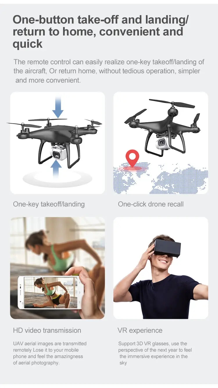 Cross-Border Drone Remote Control Aircraft HD 4k Dual Lens Camera Long Endurance Helicopter Model Fixed Altitude