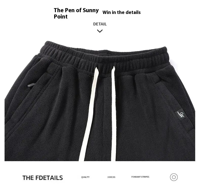 Thickened Outer Wear Loose Double-sided Velvet Ankle-tied Sports Pants For Men