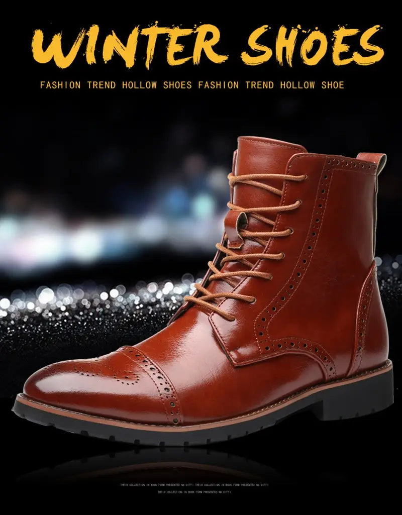 Plus size British style men’s boots leather boots men’s shoes