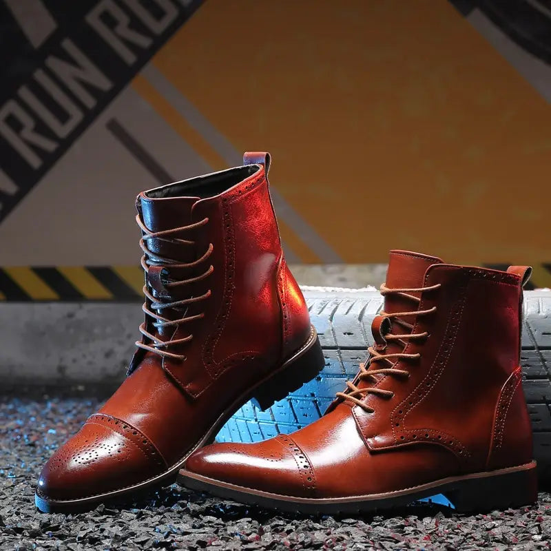 Plus size British style men’s boots leather boots men’s shoes