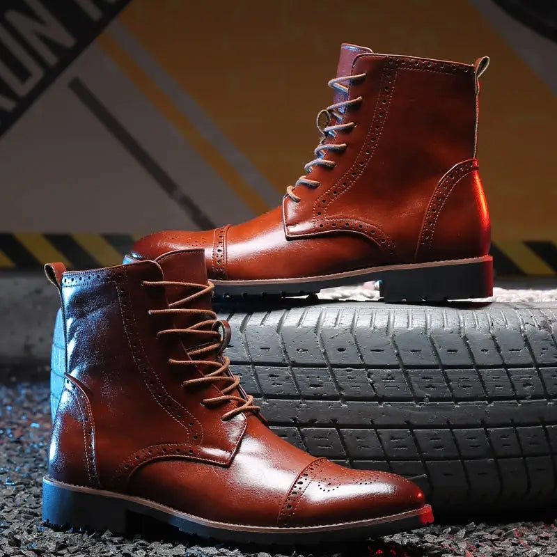 Plus size British style men’s boots leather boots men’s shoes