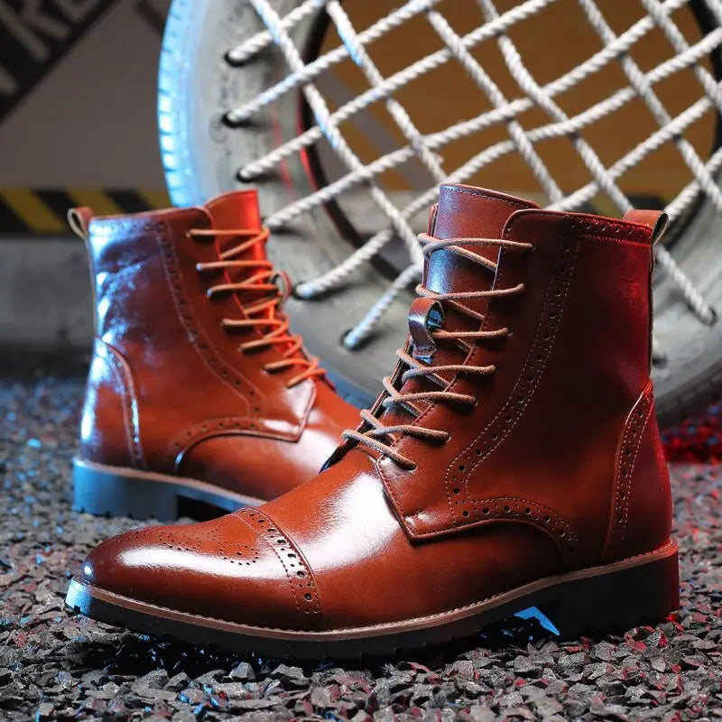 Plus size British style men’s boots leather boots men’s shoes