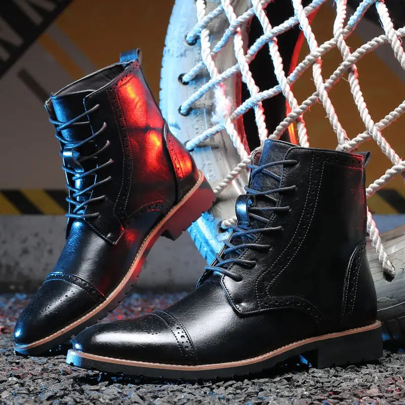 Plus size British style men’s boots leather boots men’s shoes