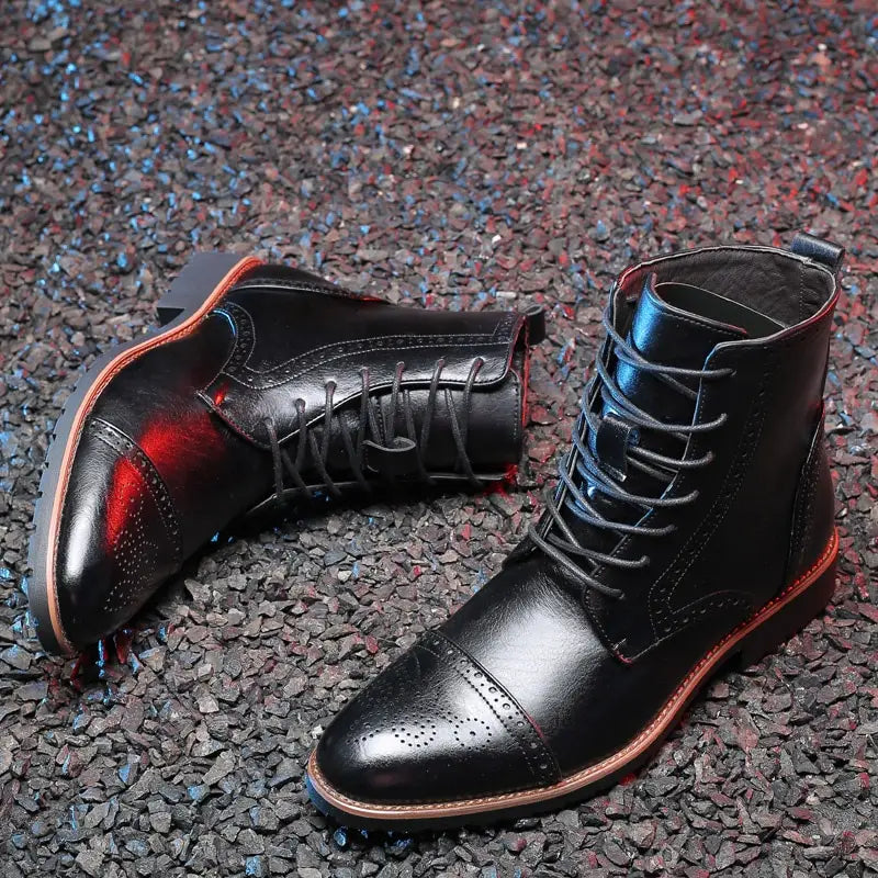 Plus size British style men’s boots leather boots men’s shoes